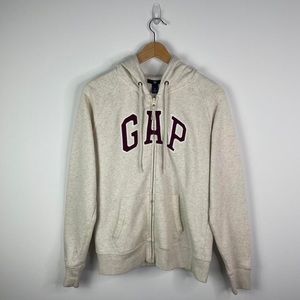 Gap Hoodie Full Zip Spellout Cream Size Large